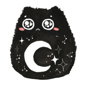 owl,moon,cat,cute,space,black,artist,stars,ink,fluffy,inktober,floof,jessthechen,floofkins