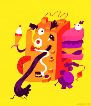 animals,artists on tumblr,bird,yellow,cake,elephant,orange,cindy suen,ice cream,sandwich,cupcake,block,peacock,icing,my sister said this looks abstract,just came from a class doodle,but whatever,and she doesnt understand whats happening