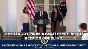 thanksgiving,jokes,sasha,malia,turkey pardon,malia obama,sasha obama,malia and sasha,dad jokes,everybody have seat feel free to keep on gobbling