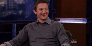 jeremy renner,reaction,smile,laughing,jeremy renner laughing