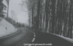 sad,black and white,tumblr,photography,text,snow,truth,road,get away,vignettes