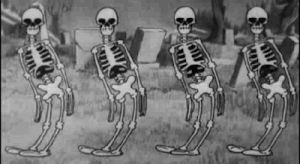 20s,silly symphony,1920s,halloween,black and white,disney,vintage,cartoon,skeleton