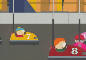 bumper cars,eric cartman,run,ride,clyde donovan