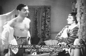 clark gable,30s,it happened one night,1934,film,vintage,history,old hollywood,1930s,claudette colbert,ihon,what a tease