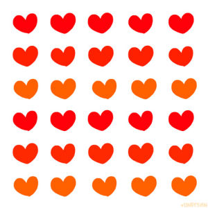 hearts,pattern,valentine,love,artists on tumblr,red,heart,orange,cindy suen,many of them