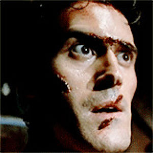 bruce campbell,film,evil dead,filmedit,horroredit,ash williams,army of darkness,the evil dead,evil dead ii,shira,you mix your wheaties with your mamas toe jam,you eat dog crap for breakfast geek