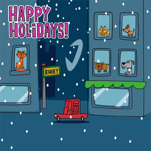 snow,happy holidays,xmas,snowing,animation,christmas,2016,cats,dogs,holiday,pets,joey ahlbum