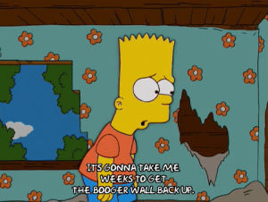 17x05,bart simpson,season 17,episode 5,disappointed,booger wall,destroy