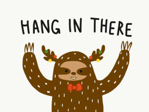 comfort,sloth,hang in there,christmas