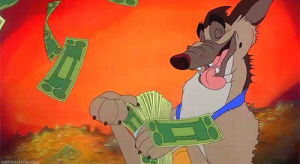 money,cash,dollar,make it rain,all dogs go to heaven,dollars,dog,cartoon,swag,tax day