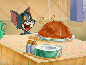 tom and jerry,food,thanksgiving,cartoon network,turkey,vintage,gobble gobble,turkey day,yummy,holiday,holidays,mouse,thankful,thanksgiving dinner,cat,old,childhood,seasons,seasonal,steaming