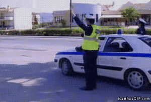 police,motorcycle,stop,high five,unexpected