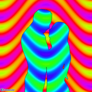 trippy,psychedelic,couple,colorful,love,kiss,human,visual,lines,hue,shift