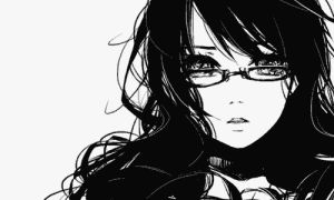 black and white,kawaii,cute girl,megane,sugoi,twintails,holly