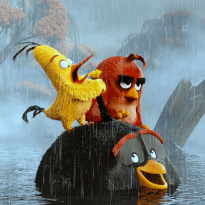 angry birds,journey,bomb,bird,swimming,piggy back ride,birds,battle cry,angry,water,red,chuck,screaming,the angry birds movie