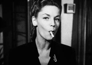 lauren bacall,smoke,film noir,classic hollywood,vintage,mine s,1940s,1947,may graphics,hanging stockings