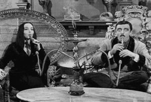 hookah,vintage,the addams family,black and white,smoke