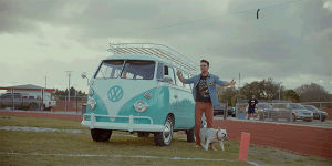 touchdown,happy,dog,music video,football,yes,song,bus,road,florida,country,score,georgia,road trip,tennessee,south carolina,jake owen,volkswagon,vw bus,love bus,jakes love bus,jake owens,american country love song