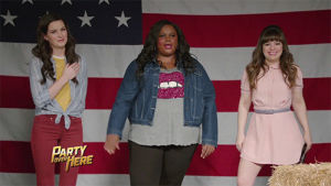 sharking,jessica mckenna,patriotic,comedy,america,relatable,freedom,salute,nicole byer,party over here,alison rich,25 years,murca