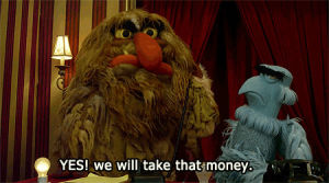 sam the eagle,sweetums,tv,money,muppets