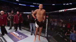 nate diaz,fight,jump,jumping,entrance,focused,warm up,ufc 202,warming up