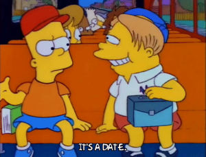 season 3,homer simpson,excited,episode 23,cheer,date,martin prince,3x23