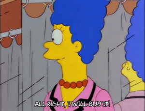 happy,marge simpson,season 7,episode 14,excited,shopping,7x14,angelique kerber,bill pardy