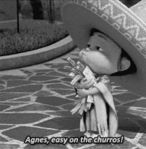 despicable me,agnes,despicable me 2,mexican food,dream works,black and white,food,eating
