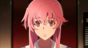 mirai nikki,anime,gasai yuno,girl,smile,pink hair