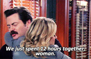 parks and recreation,amy poehler,nick offerman,hugs,parallels,7x04,leslie and ron