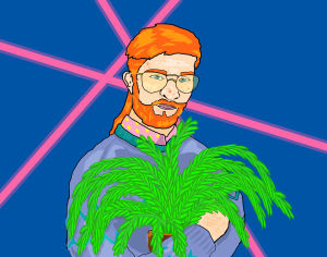 gato,ginger,fern,helecho,cat,80s,illustration,kitty,portrait,laser,red hair,gifology,people with plants