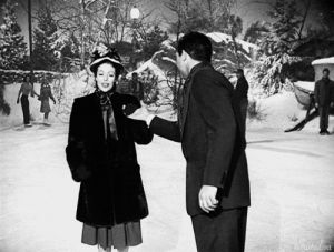 ice skating,cary grant,snow,classic film,loretta young,the bishops wife,film,vintage,christmas,retro,nostalgia,glamour,1940s,classic movies,old movies,christmas movie,christmas film,the wanted 30 day challenge
