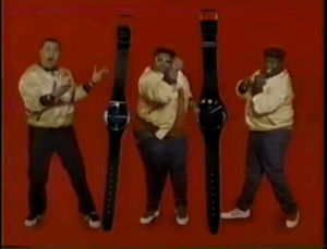 swatch,1985,80s,1980s,commercial,fat boys,watch