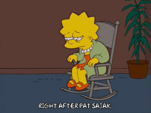 lisa simpson,sad,episode 16,upset,season 16,down,depressed,coat,16x16,rocking chair