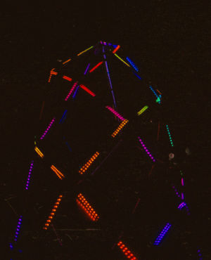 sculpture,lcd,lights,tower,burning man,wigglegram,rainbow glasses