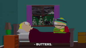 eric cartman,night,scared,butters stotch,cartman,lightning,butters,bedroom