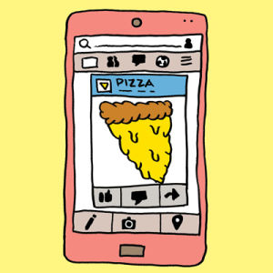 pizza,phone,facebook,feed
