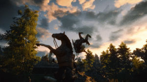 geralt,gaming,horse,trouble,fence