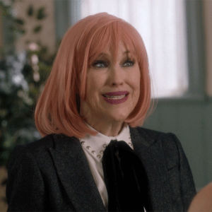 nodding,moira rose,schittscreek,funny,comedy,yes,humour,schitts creek,cbc,nod,canadian,catherine ohara,queen moira,very good,kevins mom,queenmoira,pink wig