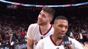 photo bomb,portland trail blazers,rip city,eavesdropping,funny,basketball,nba,interview,portland,tnt,blazers,trail blazers,videobomb,lillard,time is up,nurkic,times up,eavesdrop