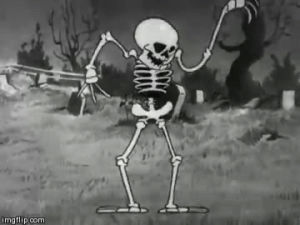 skeleton,dancing,black and white