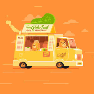 food truck,vegetarian,funny,animals,food,cartoon,vegan,lions,bright