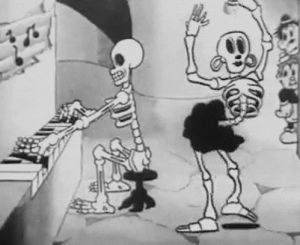 black and white,skeleton,molly kate kestner,party,vintage,cartoon