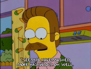 season 7,episode 21,ned flanders,pleased,7x21,concentrating,happy go lucky