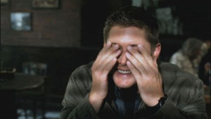 exhausted,dean winchester,dean,supernatural,coffee,tired,sleep,spn