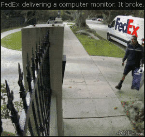 security camera,web cam,fedex,security cam,crash,disaster,mail,broken,led,display,lcd,ruin,mailman