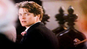 four weddings and a funeral,hugh grant,funny,movie,movies,reaction,set,blog,request,boom,funny s,neml,movie list,andie macdowell