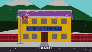 day,south park,school,outside,snowing,bench,south park elementary