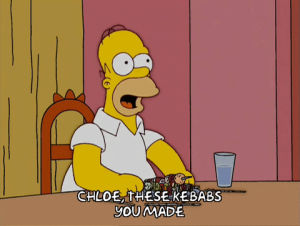 homer simpson,happy,episode 4,excited,eating,season 16,16x04,elated