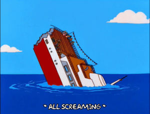 sinking ship,boat,sinking,episode 20,screaming,season 10,ocean,10x20